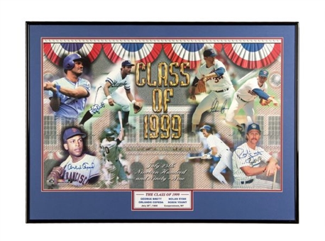 Class of 1999 Signed and Framed Hall of Fame Poster - Nolan Ryan, George Brett, Robin Yount, & Orlando Cepeda